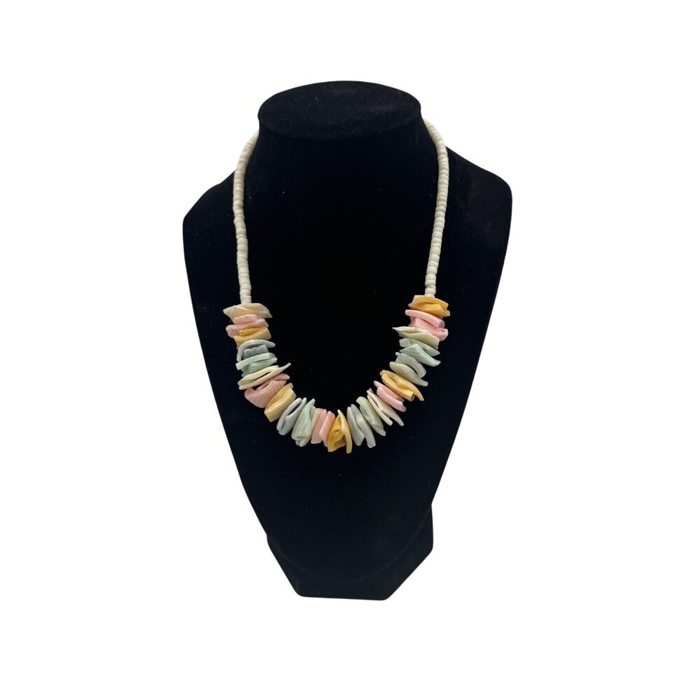 Puka Shell Bead Necklace Pastel Multi-Color Tropical Vacation Boho Summer